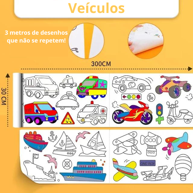 Bobina Criativa de Desenhos Adesivos ColorMax™ (3 metros e + de 1000 desenhos!)