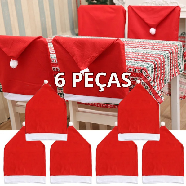 CAPA DE CADEIRA NATALINA  - KIT 4 PEÇAS OU 6 PEÇAS