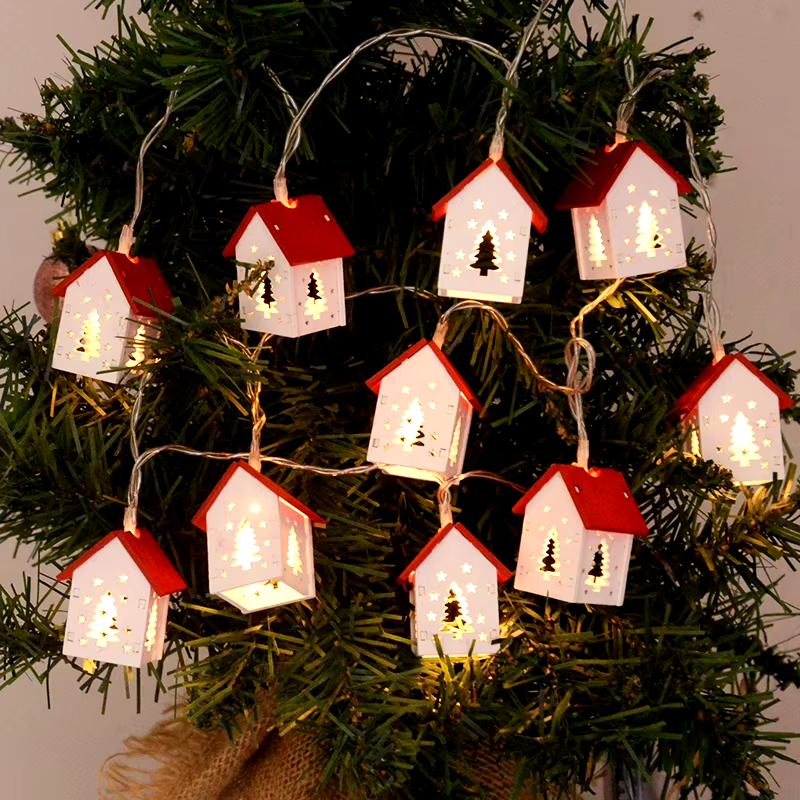 Casa de madeira com luz de LED