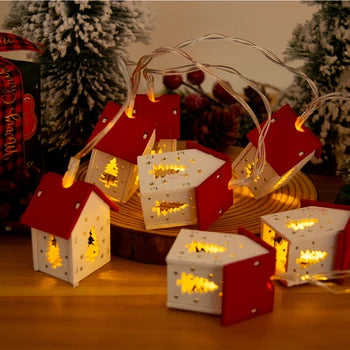 Casa de madeira com luz de LED