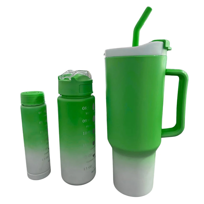 Kit 3 Garrafas e Copo Para Carro 270ml + 700ml + 1200ml - TÉRMICA ULTRA SLIM
