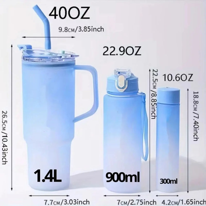 Kit 3 Garrafas e Copo Para Carro 270ml + 700ml + 1200ml - TÉRMICA ULTRA SLIM