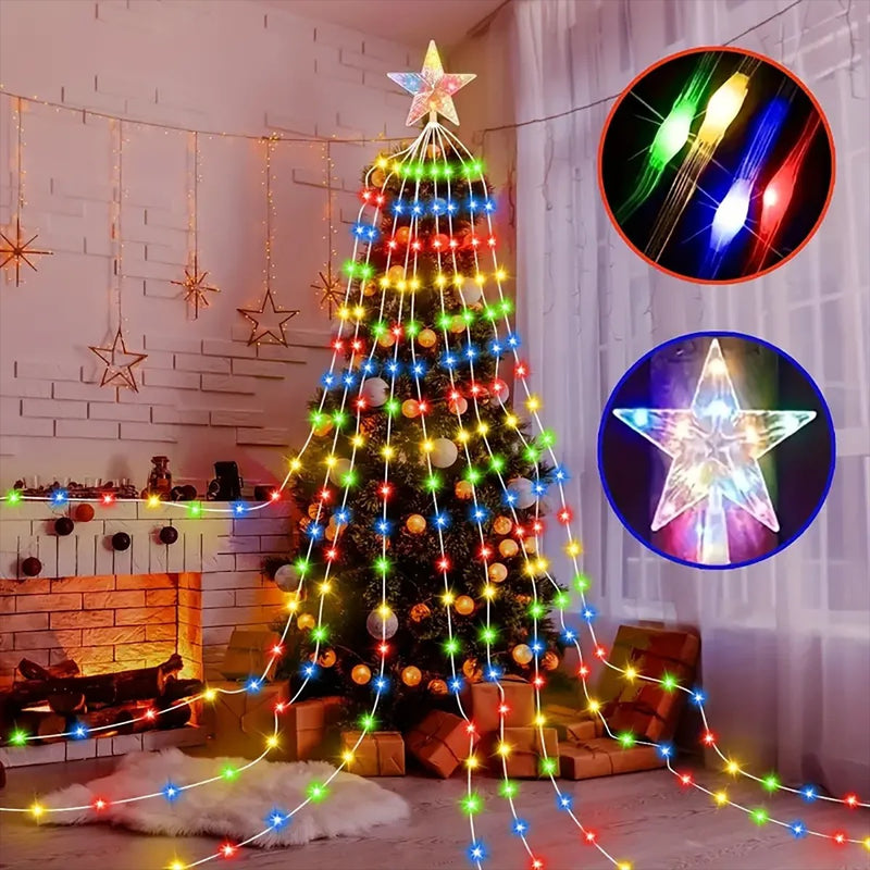 LED SOLAR EFEITO CACHOEIRA - ÁRVORE DE NATAL 3M