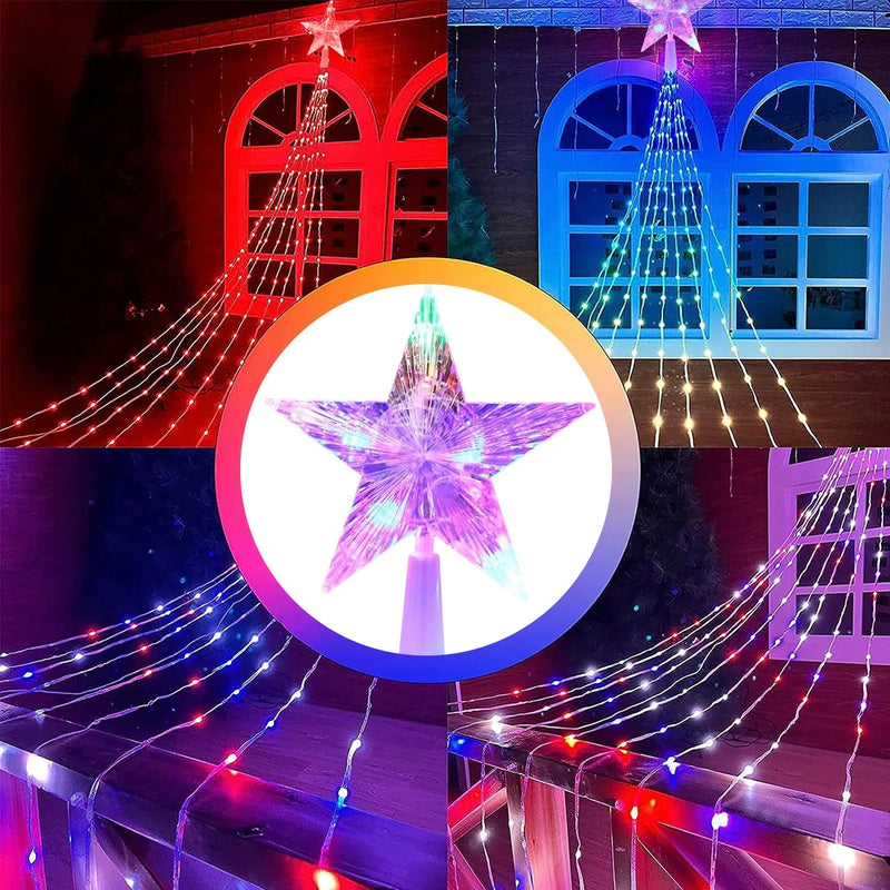 LED SOLAR EFEITO CACHOEIRA - ÁRVORE DE NATAL 3M