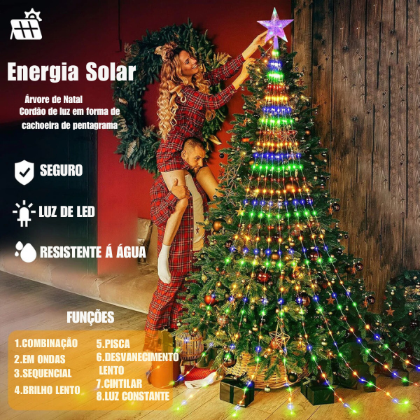 LED SOLAR EFEITO CACHOEIRA - ÁRVORE DE NATAL 3M
