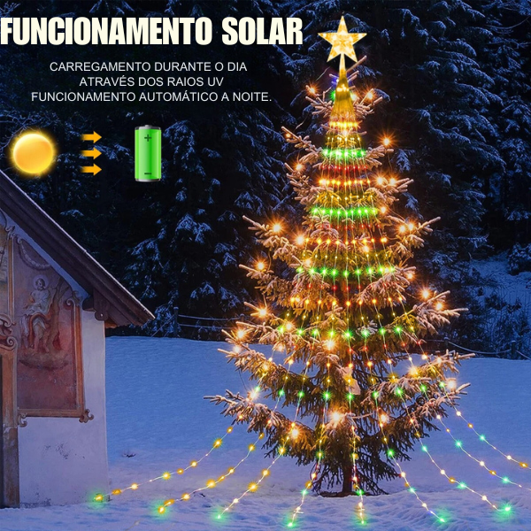 LED SOLAR EFEITO CACHOEIRA - ÁRVORE DE NATAL 3M