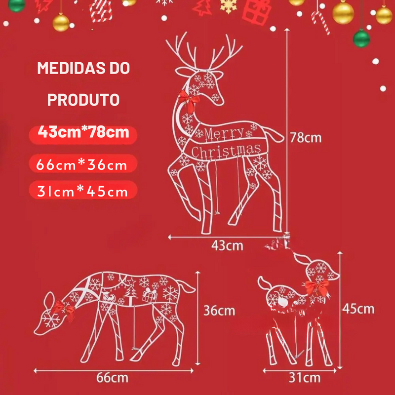 3 RENAS NATALINAS -  KIT COM 3 RENAS DE LED