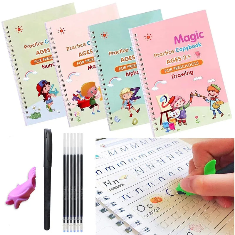 Kit 04 Cadernos de Caligrafia Mágicos  - Magic Book™