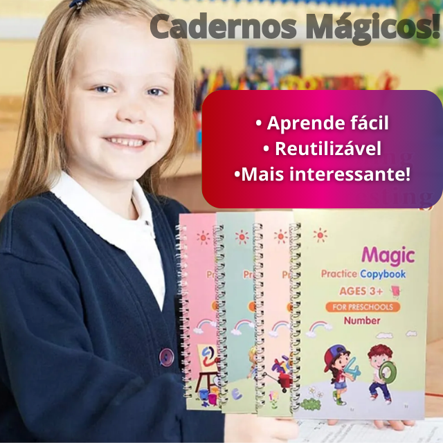 Kit 04 Cadernos de Caligrafia Mágicos  - Magic Book™