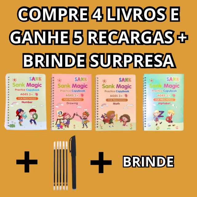 Kit 04 Cadernos de Caligrafia Mágicos  - Magic Book™